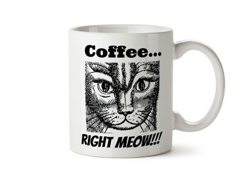 COFFEE...Right MEOW - DISHWASHER Safe Coffee Mug -  Add Own Text to Personalize - Funny gift