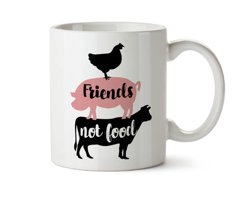 Friends NOT Food Vegetarian Vegan  -  Coffee Tea Mug Cup -  Add Own Text to Personalize Funny