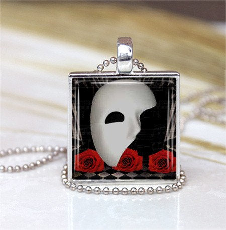 Masquerade -  Framed Glass Tile Necklace INCLUDES Chain