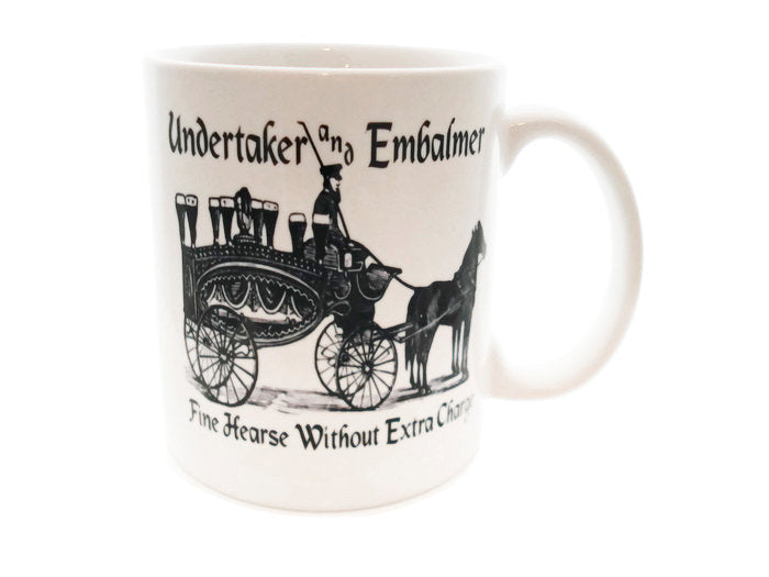 Hearse Funeral Director Vintage Ad   - 11 ounce DISHWASHER / Microwave Coffee Mug - Superb GIFT - May Add Own Text