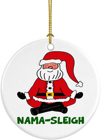 Delicious Accessories Santa Claus Nama Sleigh Namastay Funny Yoga Teacher Meditation Zen Christmas Tree Ornament