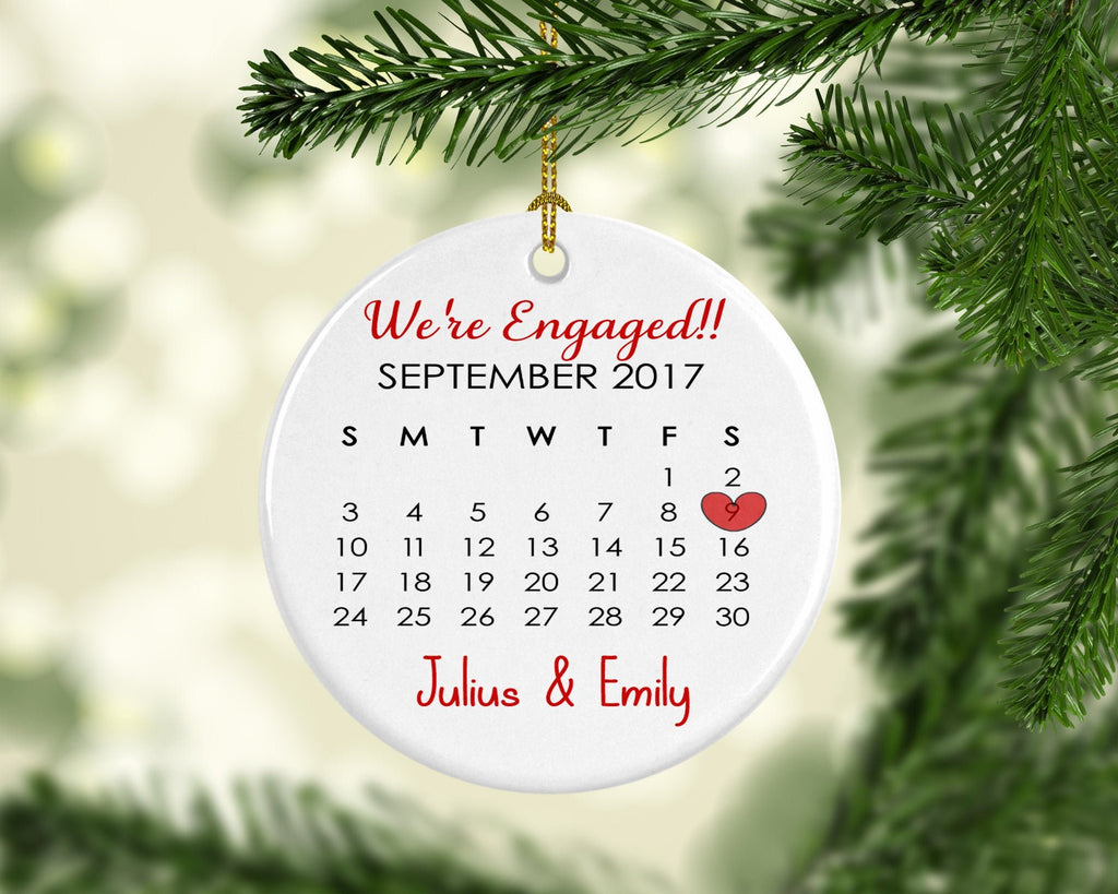 Engaged Ornament, engagement ornament, first christmas, personalized, custom ornament, engagement gift, gift for couple, couple ornament